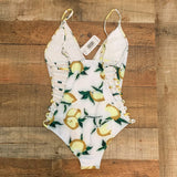 Dippin' Daisy White Lemon Cage Cut Out One Piece Swimsuit NWT- Size M