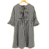 No Brand Black and White Gingham Dress with Tie Back- Size S