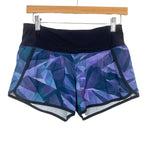 Lululemon Purple/Blue/Black Printed Speed Shorts- Size 4
