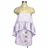 Shein Pastel Tweed Like Ruffle Top and Skirt Set NWT- Size M (see notes, sold as a set)