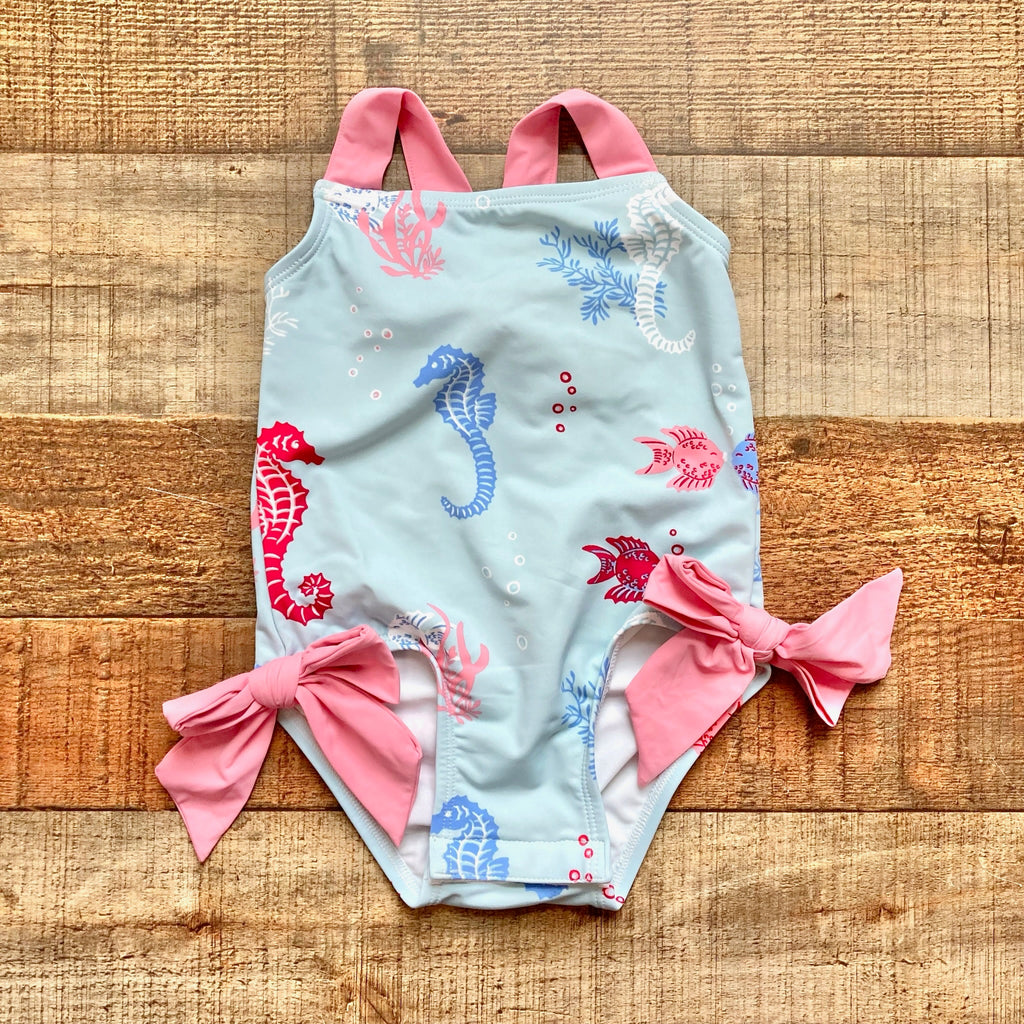 The Beaufort Bonnet Seahorse Print Swimsuit Size 12 18M