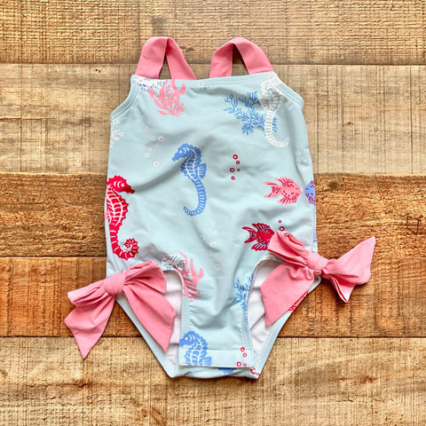 The Beaufort Bonnet Seahorse Print Swimsuit- Size 12-18M