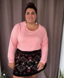 Savanna Jane Black Embroidered Print Skirt- Size 2X