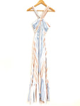 FATE Blue & Pink Striped Maxi Dress with Halter Neck Strap- Size M