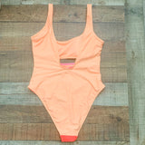 Xhilaration Orange and Pink Front Cut Out One Piece- Size L