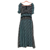 Nasty Gal Black/Blue/White Floral Ruffle Front Dress- Size 4