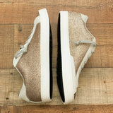 P448 Rose Gold Glitter Suede Trim and Calf Hair Heel Tab Sneakers- Size 41/US 10.5/11 (BRAND NEW, sold out online)