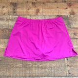 Swimsuits For All Magenta Palm Bandeau Blouson Tankini Set With Skirt- Size 16