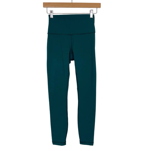 Lululemon Emerald Green High Waisted Leggings- Size 4 (Inseam 25")