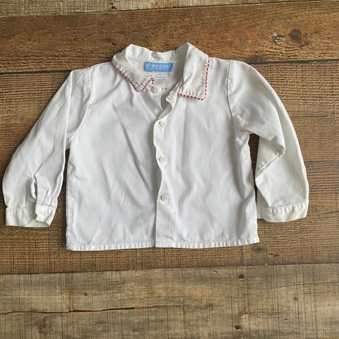 Monday’s Child White Red Trim Button Up Shirt- Size 18M
