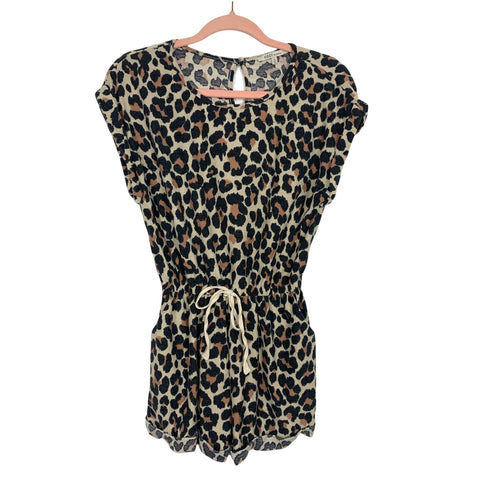 Cozy Casual Animal Print Drawstring Waist Romper- Size S (see notes)