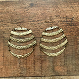 No Brand Hammered Gold Tiered Earrings