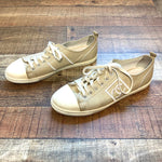 Pre-Owned Chanel Gold Cloth Embroidered Logo Trainer Sneakers- Size 39 (US 8, see notes)