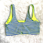 Xhilaration Neon Blue Striped Ribbed Cropped Bikini Top- Size XL (TOP ONLY) see notes