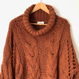Fable Burnt Orange Chunky Knit Crop Turtleneck Sweater- Size S