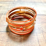 Bogot Orange and Gold Set of 12 Bangles NWT