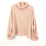 Leith Light Pink Chunky Knit Turtleneck Sweater- Size L