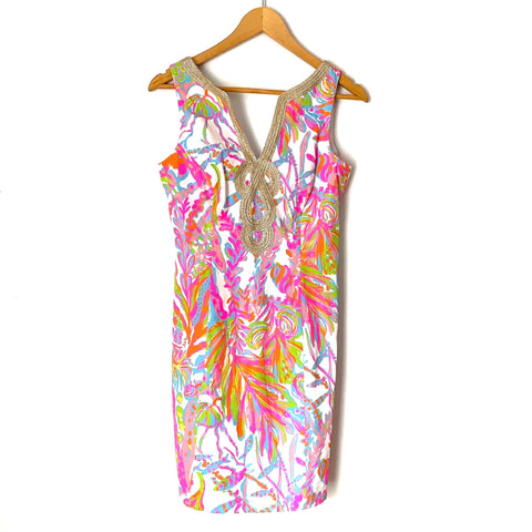 Lilly Pulitzer Gold Embroidered Trim Dress- Size 2