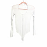 Alix NYC White Ribbed Long Sleeve Bodysuit- Size S (see notes)