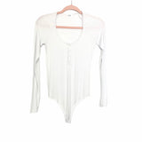 Alix NYC White Ribbed Long Sleeve Bodysuit- Size S (see notes)