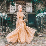 Mac Duggal Gold Lace and Beaded Gown NWT- Size 4