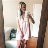 Mustard Seed Pink Eyelet Romper with Pockets (looks like a dress!)- Size S