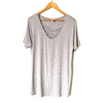 Zenana Outfitters Grey Soft Criss Cross Front Tee- Size L