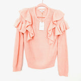 Free the Roses Pink Ruffle Sweater NWT- Size S