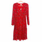 The Korner Red Floral Button Front Long Sleeve Dress NWT- Size S