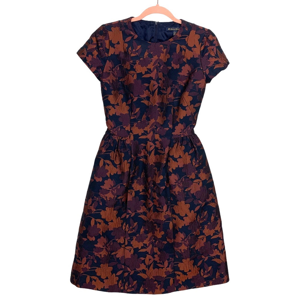 Brooks Brothers Navy Blue Jacquard Floral Dress- Size 0 – The Saved  Collection