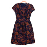 Brooks Brothers Navy Blue Jacquard Floral Dress- Size 0