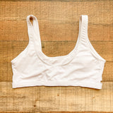 Gym Groupie White Padded Bikini Top with Buckle- Size M (we have matching bottoms)