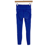 Lululemon Blue with Dark Blue Seams Side Pocket Reflective Dot Leggings- Size 4 (Inseam 26")