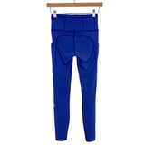 Lululemon Blue with Dark Blue Seams Side Pocket Reflective Dot Leggings- Size 4 (Inseam 26")