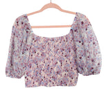 Lucy Paris Pink Floral Crop Gathered Top NWT- Size S