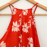 No Brand Red Floral Tie Front Tank with Keyhole- Size S