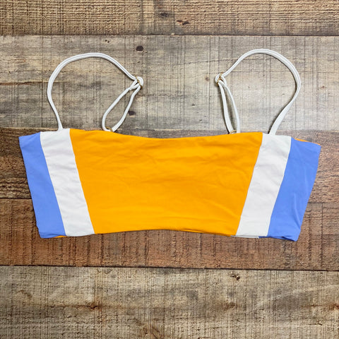 L*Space Orange/White/Blue Reversible Bikini Top- Size M (we have matching bottoms)