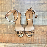 Qupid Animal Print Block Heel Ankle Strap Suede Sandals- Size 6.5 (BRAND NEW CONDITION)