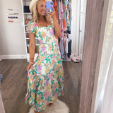 Billabong White Sunrise Floral Tiered Maxi Dress- Size S