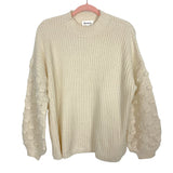&Merci Cream with Embossed Detail Sleeves Sweater- Size S