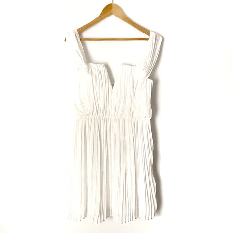 Do+Be White Pleated Off The Shoulder Dress- Size M