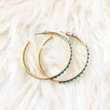 No Brand Gold Hoops with Turquoise Earrings