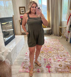 No Brand Olive Linen Romper- Size ~XL (see notes)