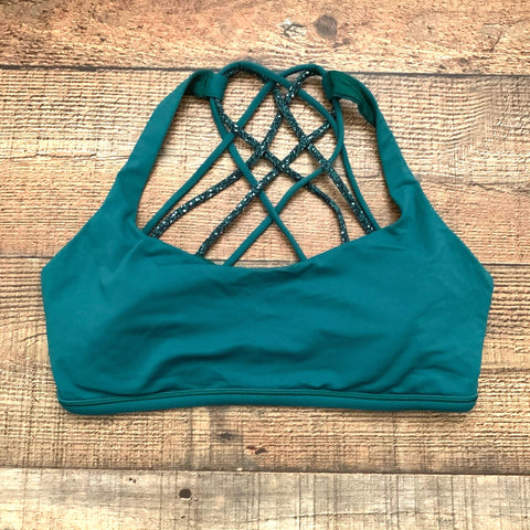Lululemon Green With Green/Animal Print Straps Padded Sports Bra- Size 8