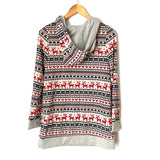 No Brand Reindeer Print Hooded Pullover- Size S