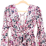 Michael Costello x Revolve Floral Print Front Twist Cut Out Open Back With Tie Dress NWT- Size S