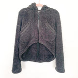 Gymshark Black Sherpa Hooded Cropped Adjustable Waist Jacket- Size L