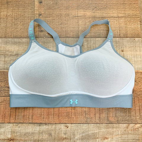 Under Armour Blue Fitted Heatgear Racer Back Sports Bra- Size XL