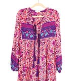 R Vivimos Pink Floral Print Midi Dress- Size L 12/14