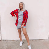 Love Tree Red and Navy Plaid Button Up Top- Size M